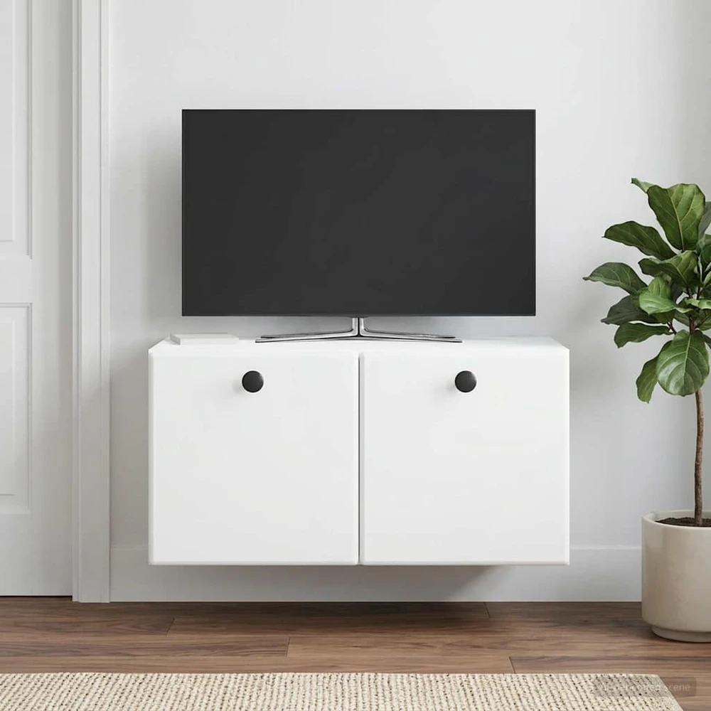 TV staliukas Sieninė TV spintelė 59,5 x 31 x 30 cm Balta Apdirbta mediena