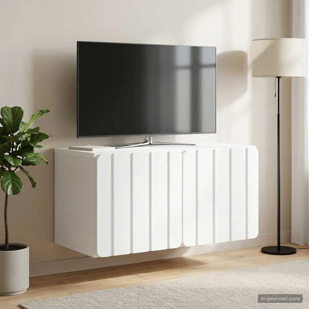 TV staliukas Sieninė TV spintelė 59,5 x 31 x 30 cm Balta Apdirbta mediena