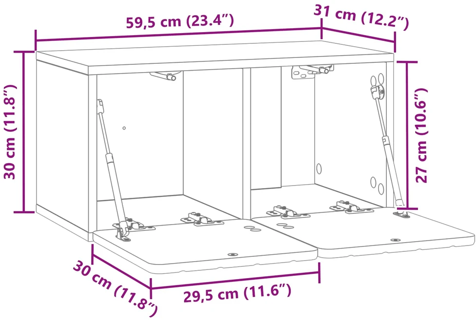 TV staliukas Sieninė TV spintelė 59,5 x 31 x 30 cm Balta Apdirbta mediena