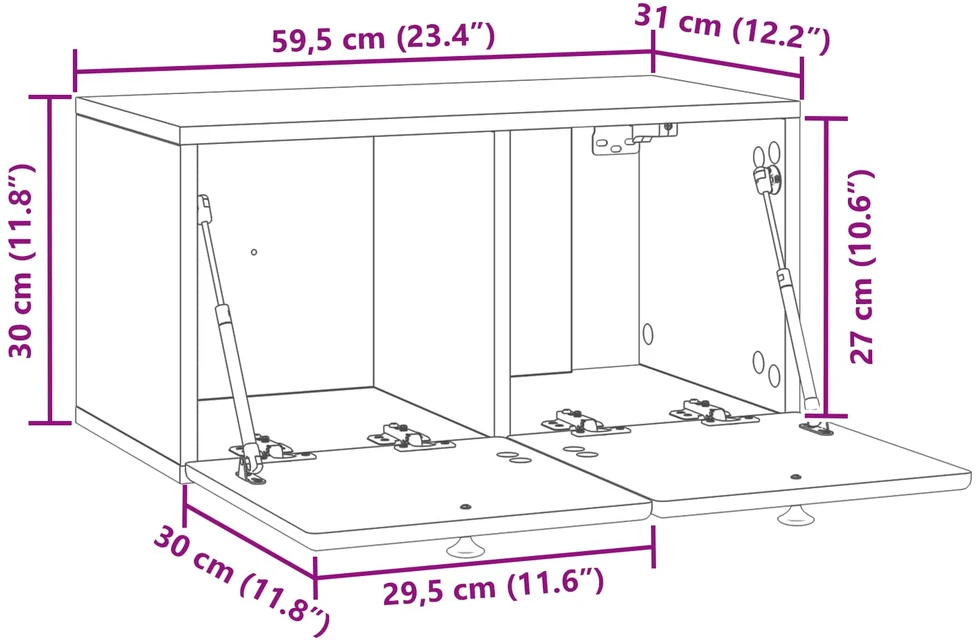 TV staliukas Sieninė TV spintelė 59,5 x 31 x 30 cm Balta Apdirbta mediena