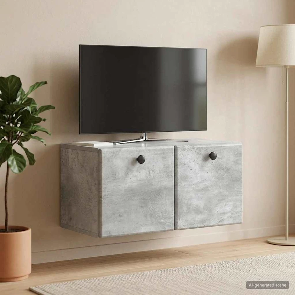 TV staliukas Sieninė TV spintelė 59,5 x 31 x 30 cm Betono pilka
