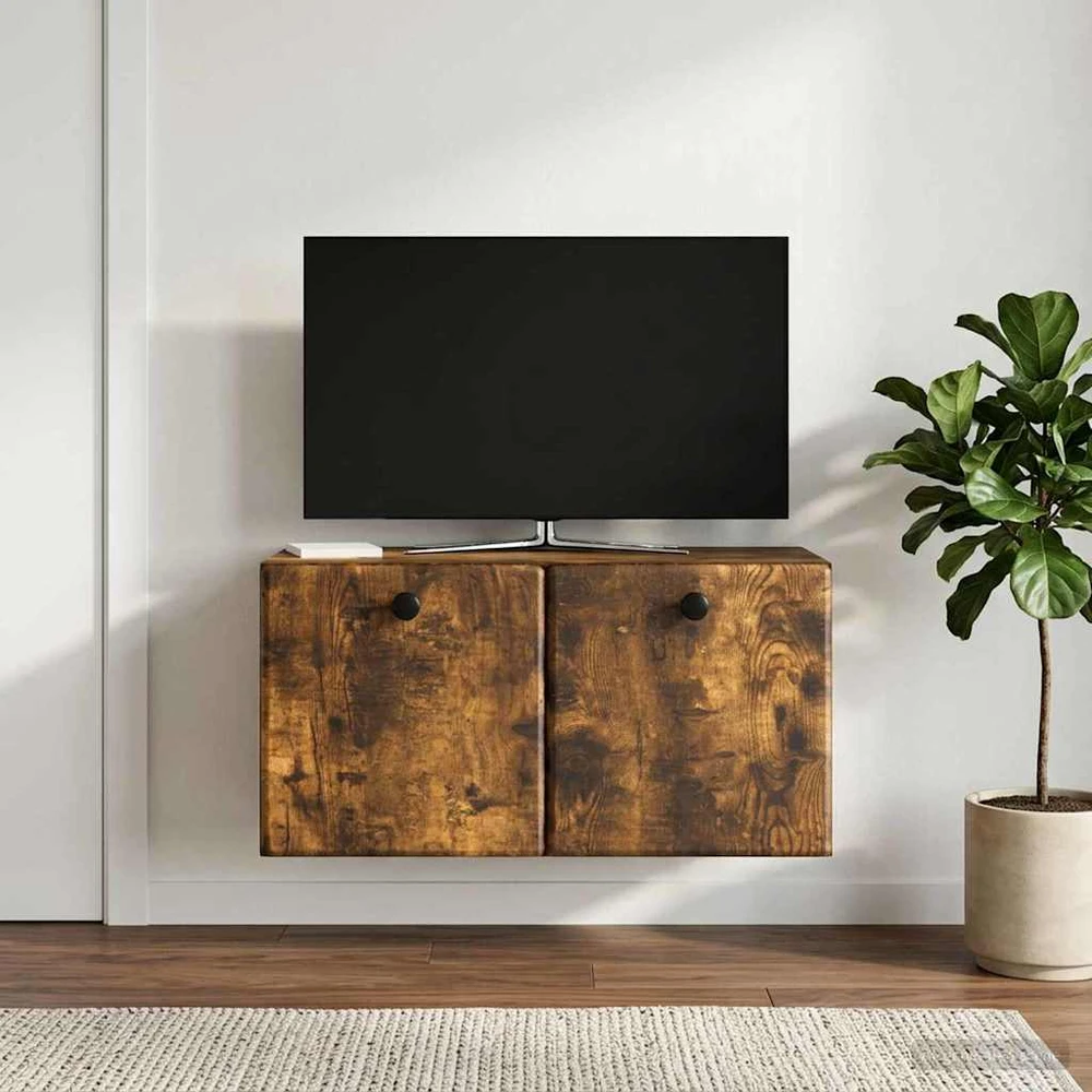 TV staliukas Sieninė TV spintelė 59,5 x 31 x 30 cm Dūminio ąžuolo