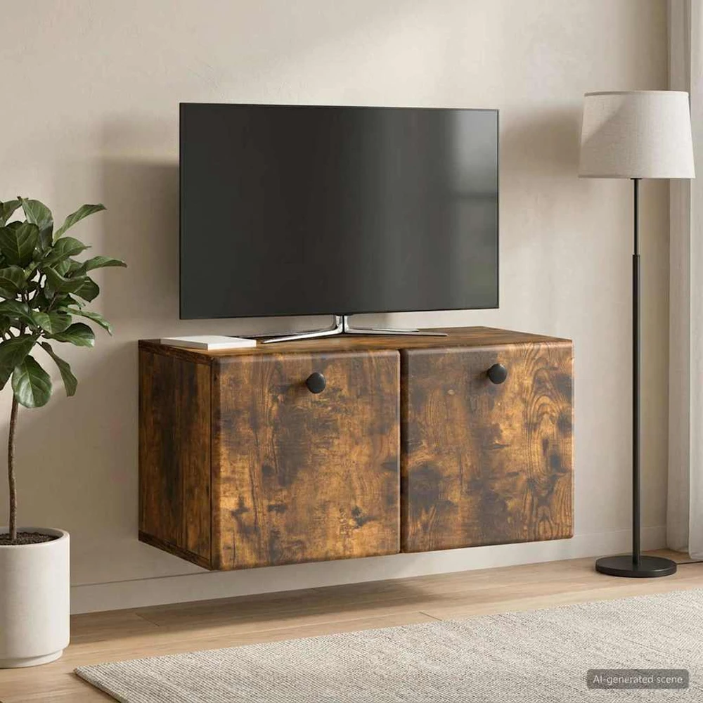 TV staliukas Sieninė TV spintelė 59,5 x 31 x 30 cm Dūminio ąžuolo