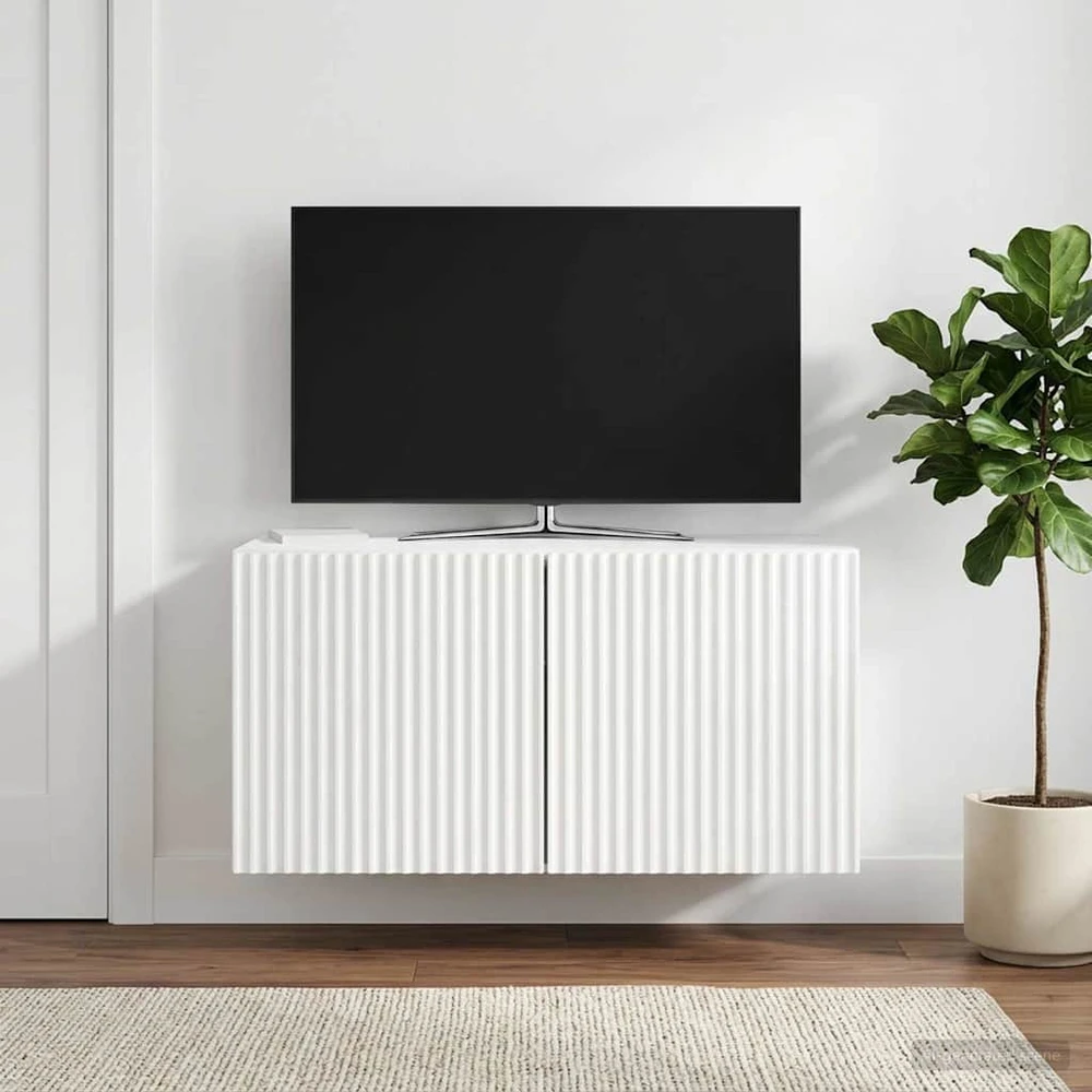 TV staliukas Sieninė TV spintelė 59,5 x 31 x 30 cm Itin blizgi balta