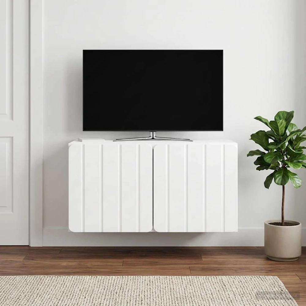TV staliukas Sieninė TV spintelė 59,5 x 31 x 30 cm Itin blizgi balta