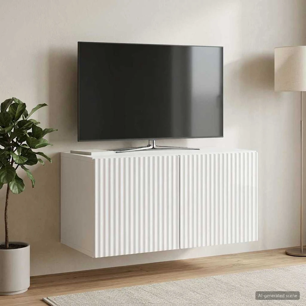 TV staliukas Sieninė TV spintelė 59,5 x 31 x 30 cm Itin blizgi balta