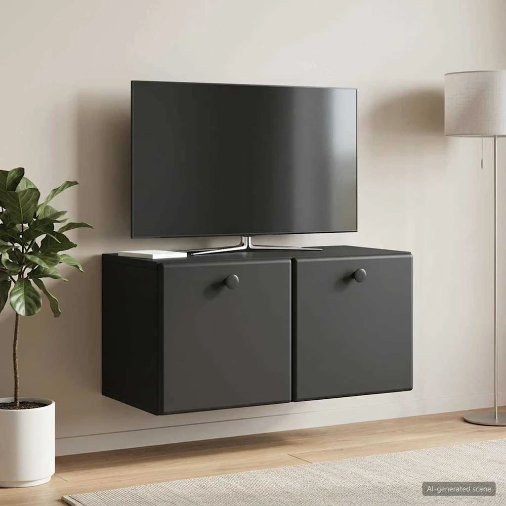 TV staliukas Sieninė TV spintelė 59,5 x 31 x 30 cm Juoda Apdirbta mediena