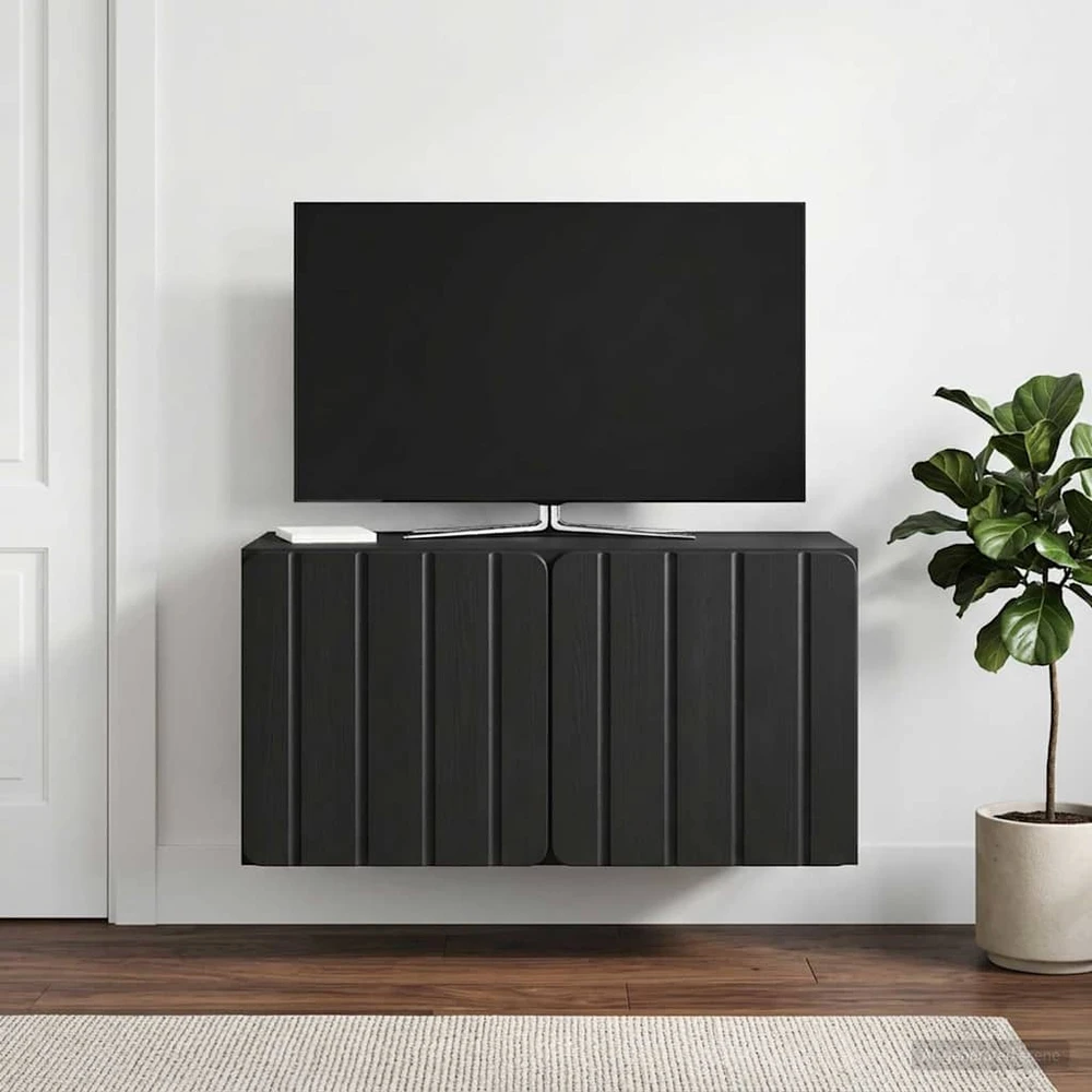 TV staliukas Sieninė TV spintelė 59,5 x 31 x 30 cm Juoda Apdirbta mediena
