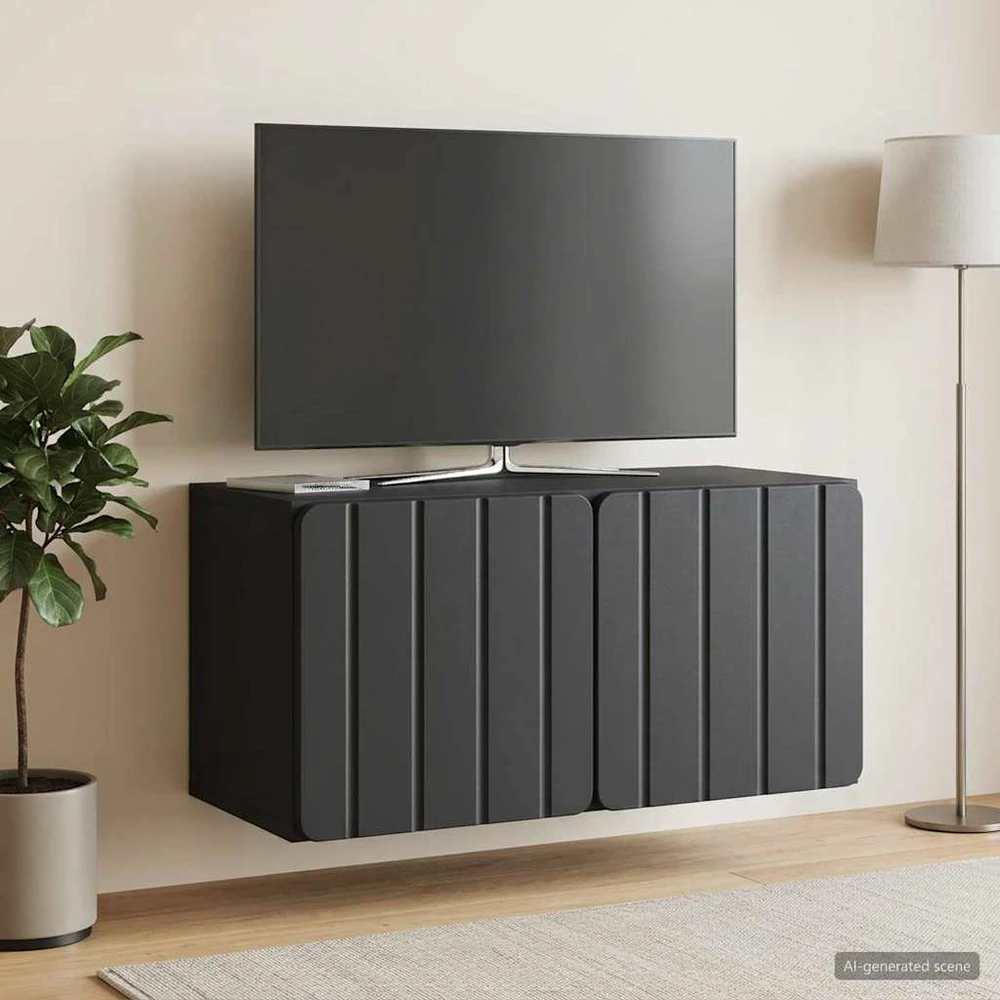 TV staliukas Sieninė TV spintelė 59,5 x 31 x 30 cm Juoda Apdirbta mediena
