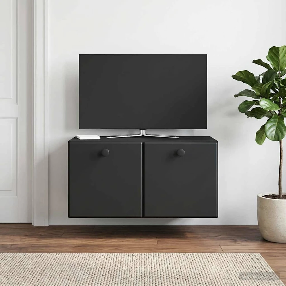 TV staliukas Sieninė TV spintelė 59,5 x 31 x 30 cm Juoda Apdirbta mediena