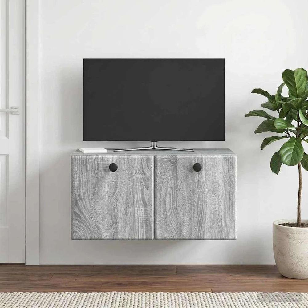 TV staliukas Sieninė TV spintelė 59,5 x 31 x 30 cm Pilka Sonoma