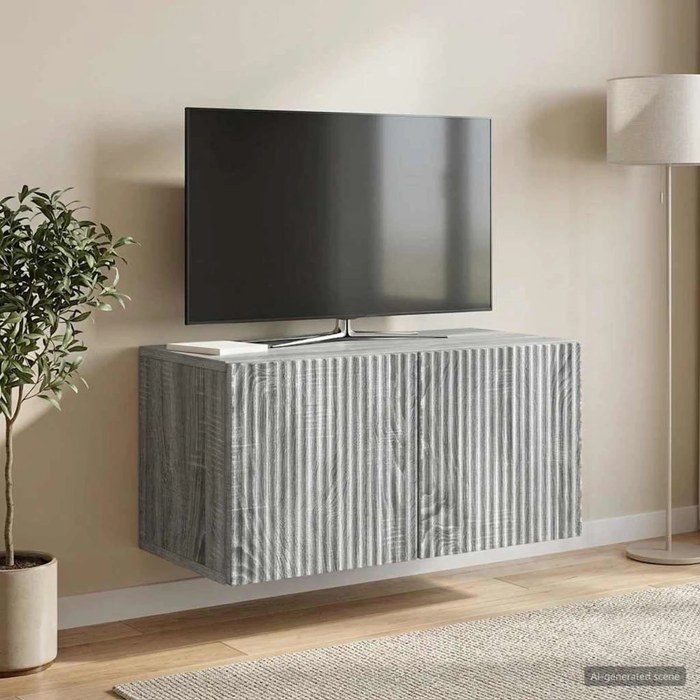 TV staliukas Sieninė TV spintelė 59,5 x 31 x 30 cm Pilka sonoma ąžuolo