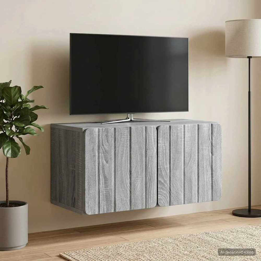 TV staliukas Sieninė TV spintelė 59,5 x 31 x 30 cm Pilka Sonoma