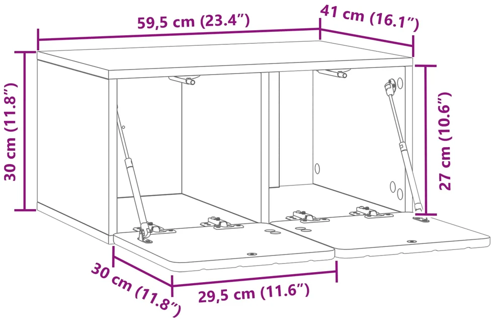 TV staliukas Sieninė TV spintelė 59,5 x 41 x 30 cm Balta Apdirbta mediena