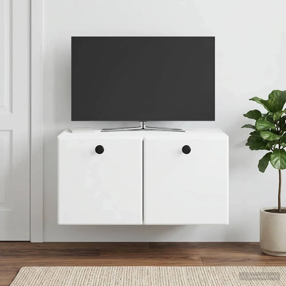 TV staliukas Sieninė TV spintelė 59,5 x 41 x 30 cm Balta Apdirbta mediena