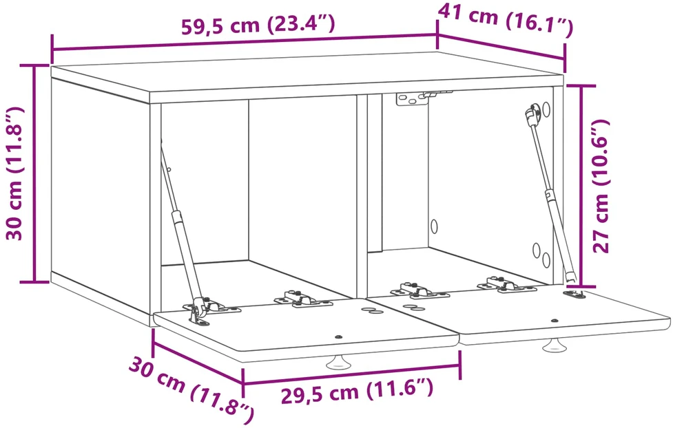 TV staliukas Sieninė TV spintelė 59,5 x 41 x 30 cm Balta Apdirbta mediena
