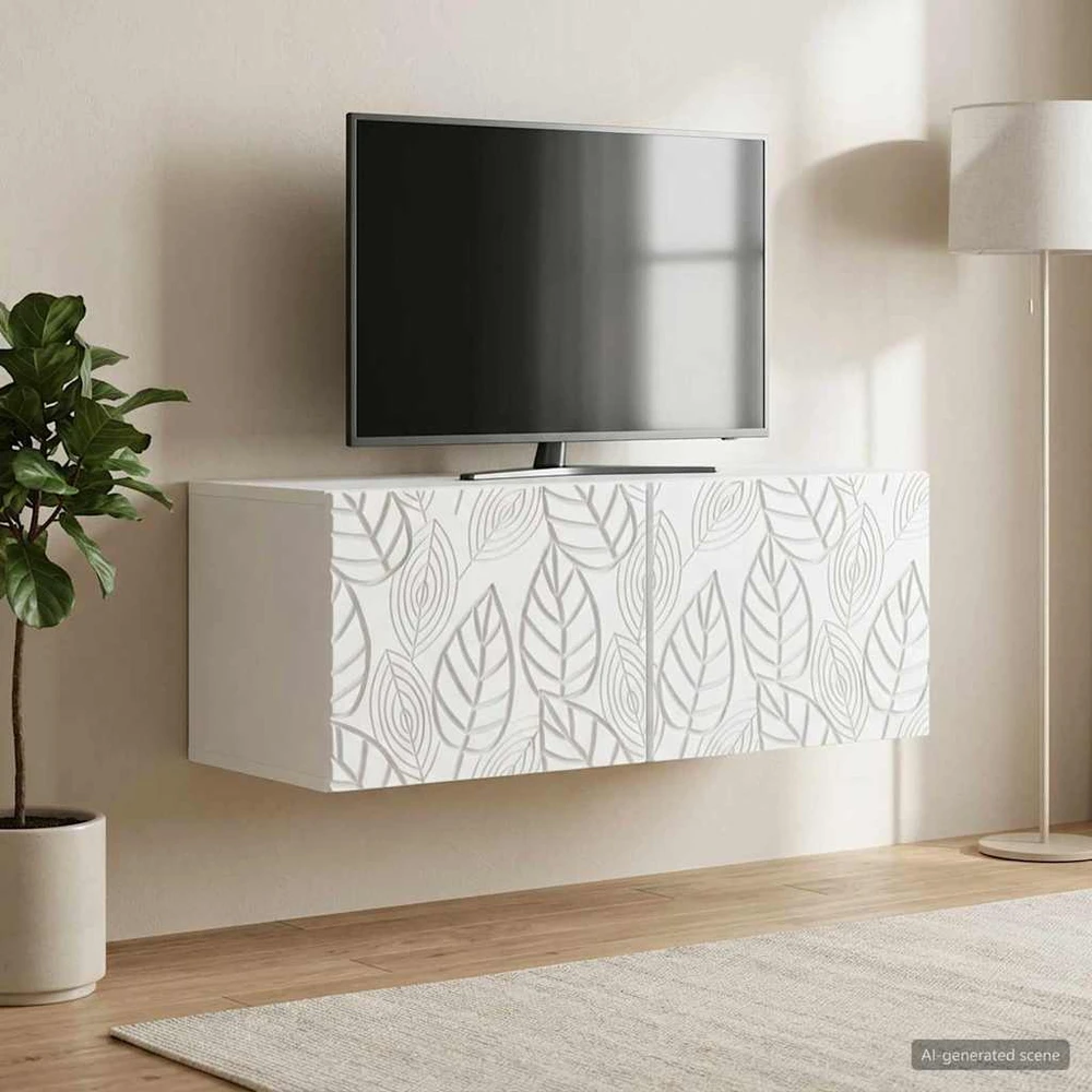 TV staliukas Sieninė TV spintelė 59,5 x 41 x 30 cm Balta Apdirbta mediena