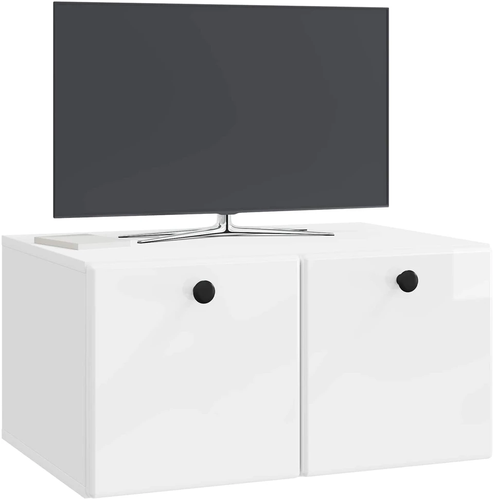 TV staliukas Sieninė TV spintelė 59,5 x 41 x 30 cm Itin blizgi balta