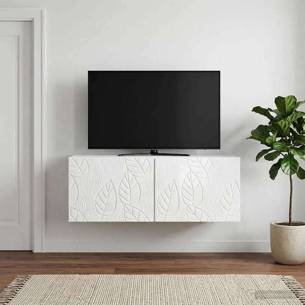 TV staliukas Sieninė TV spintelė 59,5 x 41 x 30 cm Itin blizgi balta