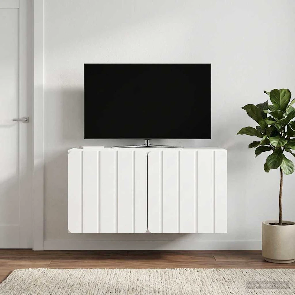 TV staliukas Sieninė TV spintelė 59,5 x 41 x 30 cm Itin blizgi balta