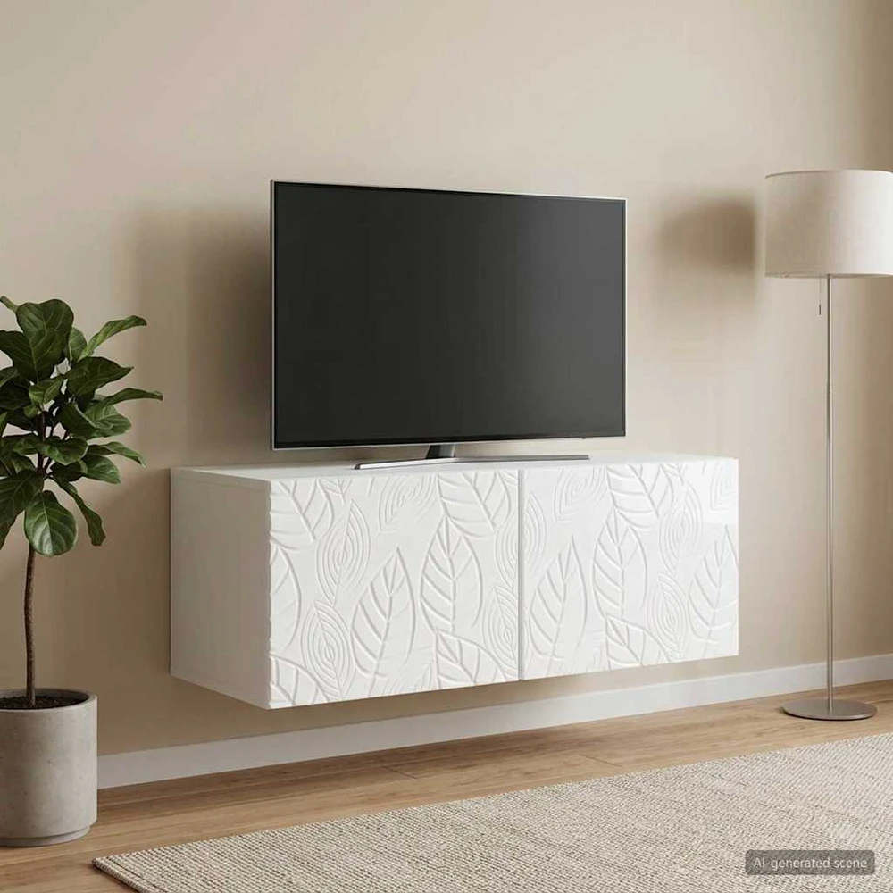 TV staliukas Sieninė TV spintelė 59,5 x 41 x 30 cm Itin blizgi balta