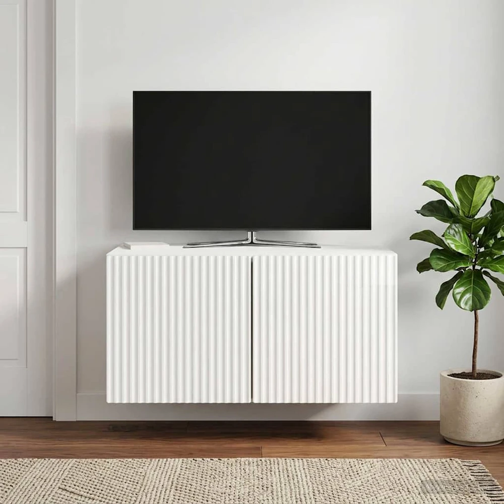 TV staliukas Sieninė TV spintelė 59,5 x 41 x 30 cm Itin blizgi balta