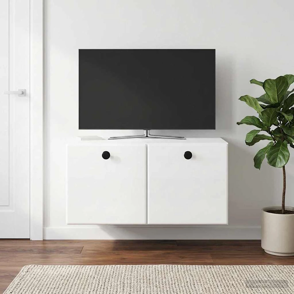 TV staliukas Sieninė TV spintelė 59,5 x 41 x 30 cm Itin blizgi balta