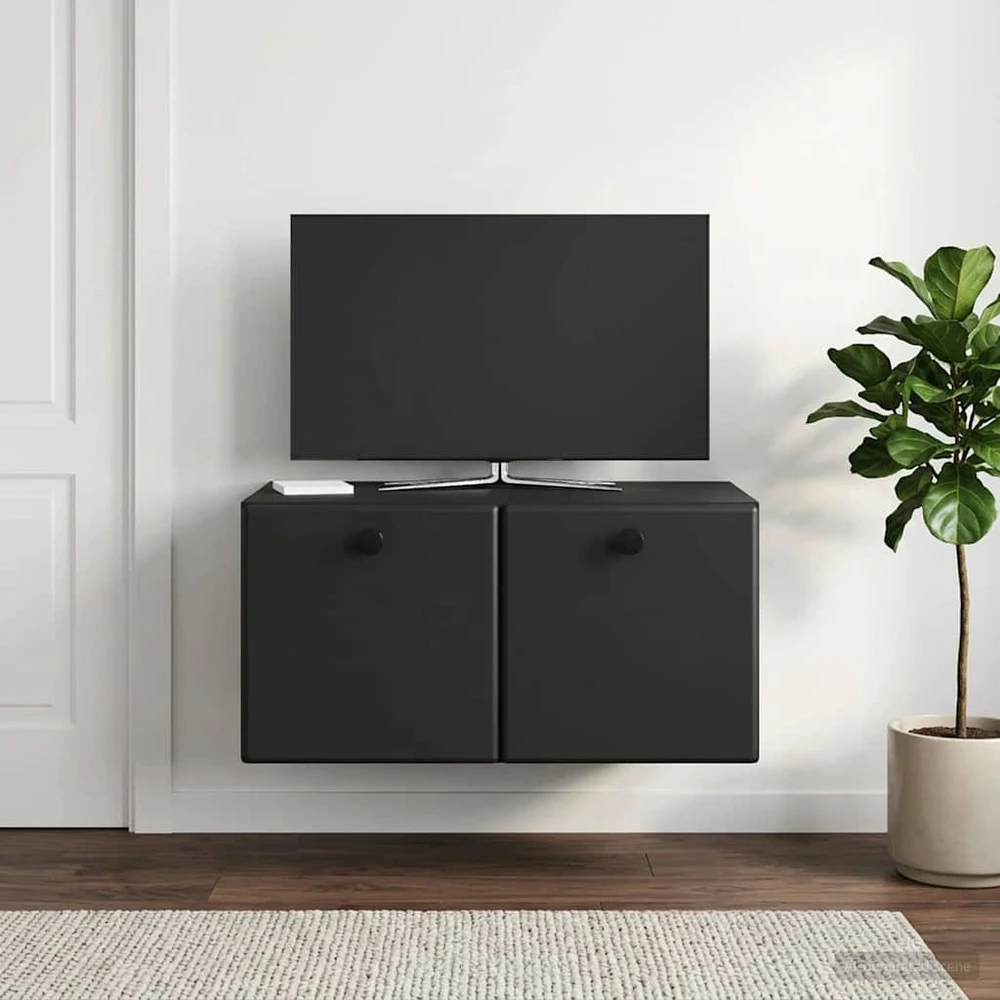 TV staliukas Sieninė TV spintelė 59,5 x 41 x 30 cm Juoda Apdirbta mediena
