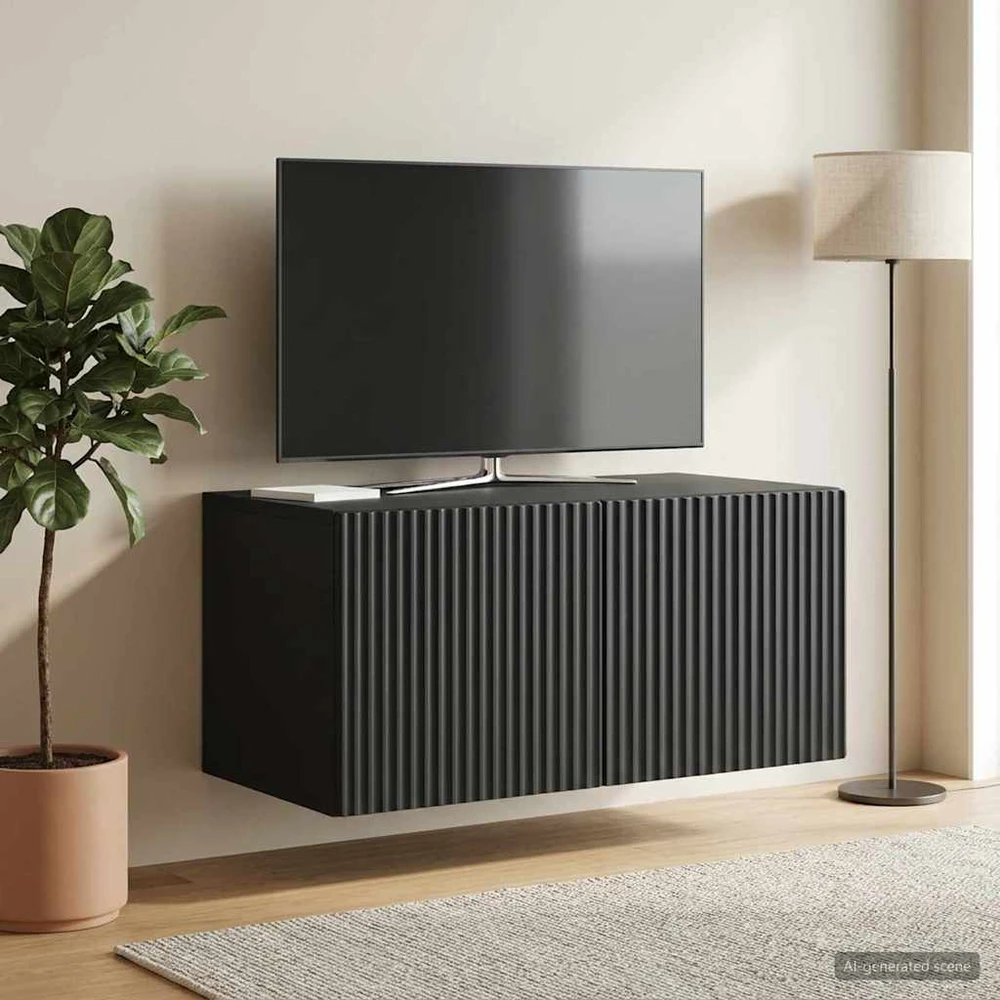 TV staliukas Sieninė TV spintelė 59,5 x 41 x 30 cm Juoda Apdirbta mediena