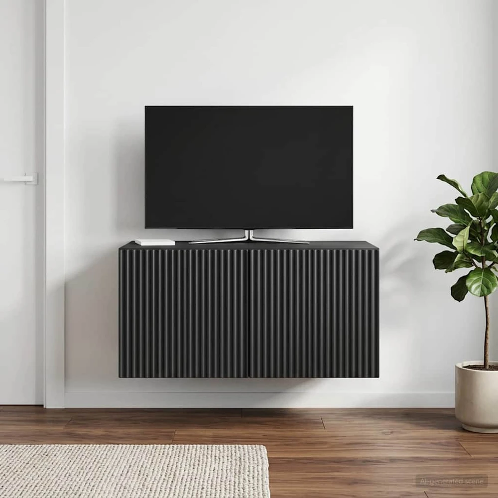 TV staliukas Sieninė TV spintelė 59,5 x 41 x 30 cm Juoda Apdirbta mediena