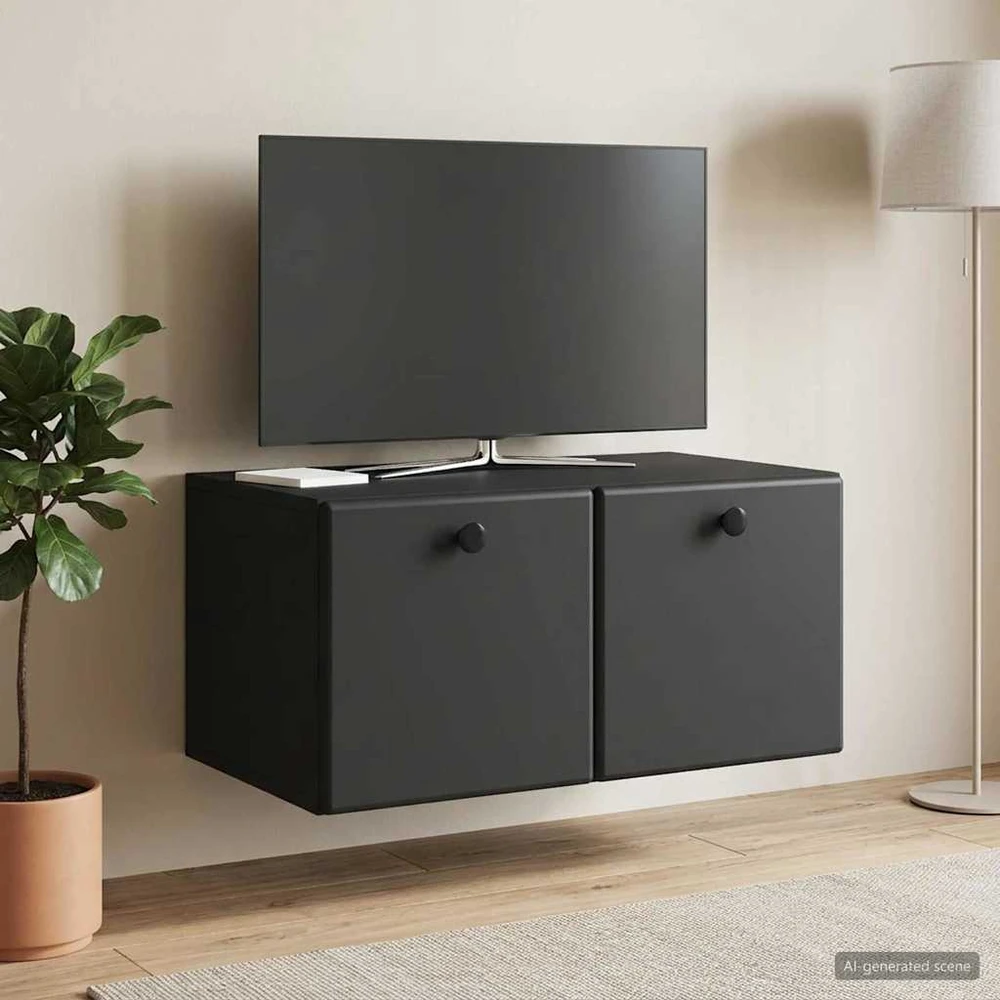 TV staliukas Sieninė TV spintelė 59,5 x 41 x 30 cm Juoda Apdirbta mediena