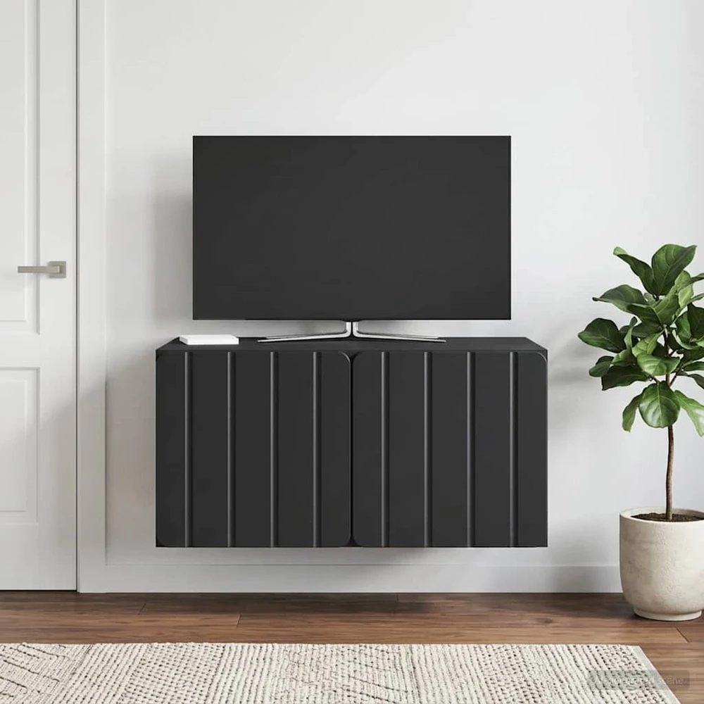 TV staliukas Sieninė TV spintelė 59,5 x 41 x 30 cm Juoda Apdirbta mediena