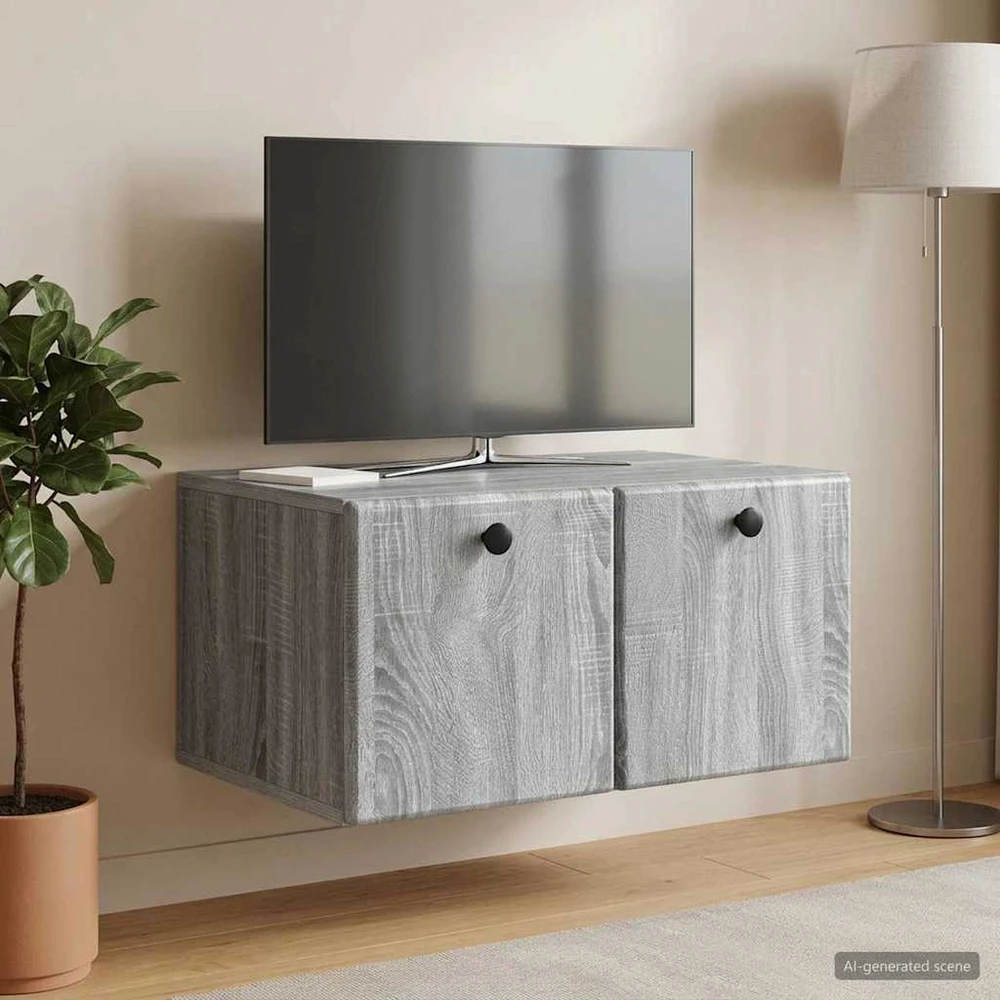 TV staliukas Sieninė TV spintelė 59,5 x 41 x 30 cm Pilka Sonoma