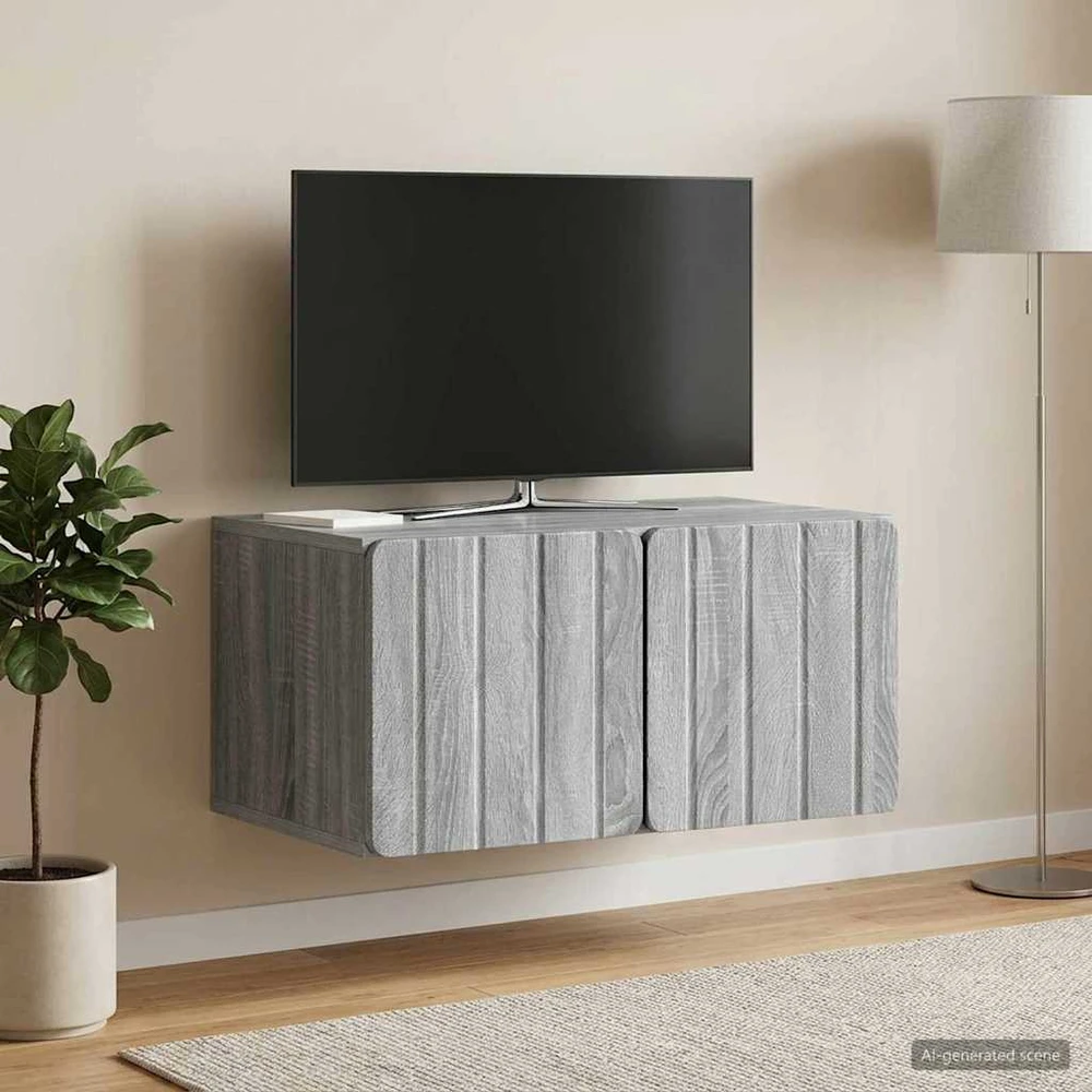 TV staliukas Sieninė TV spintelė 59,5 x 41 x 30 cm Pilka Sonoma