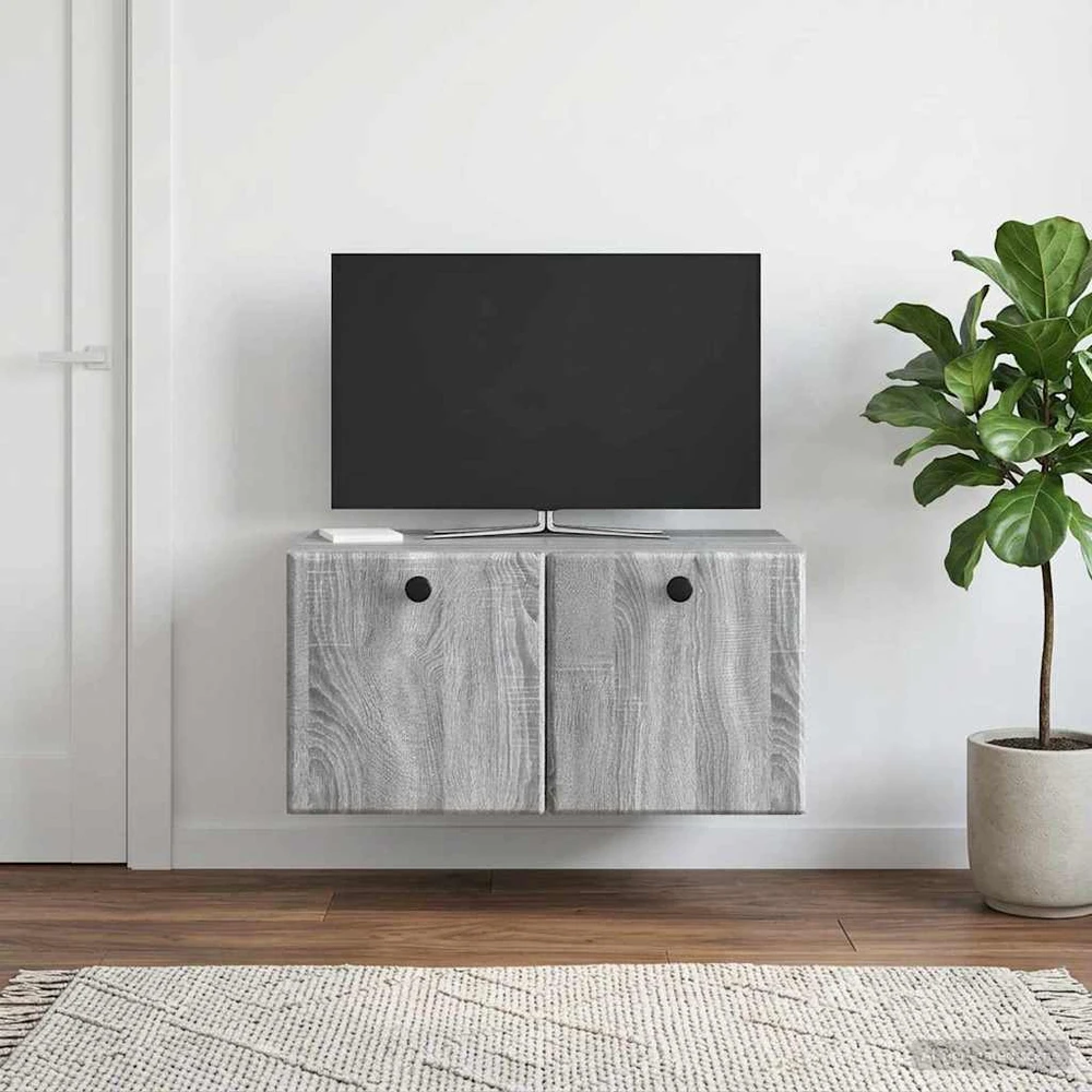 TV staliukas Sieninė TV spintelė 59,5 x 41 x 30 cm Pilka Sonoma