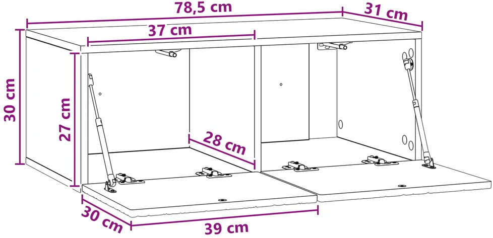 TV staliukas Sieninė TV spintelė 78,5 x 31 cm Balta Apdirbta mediena