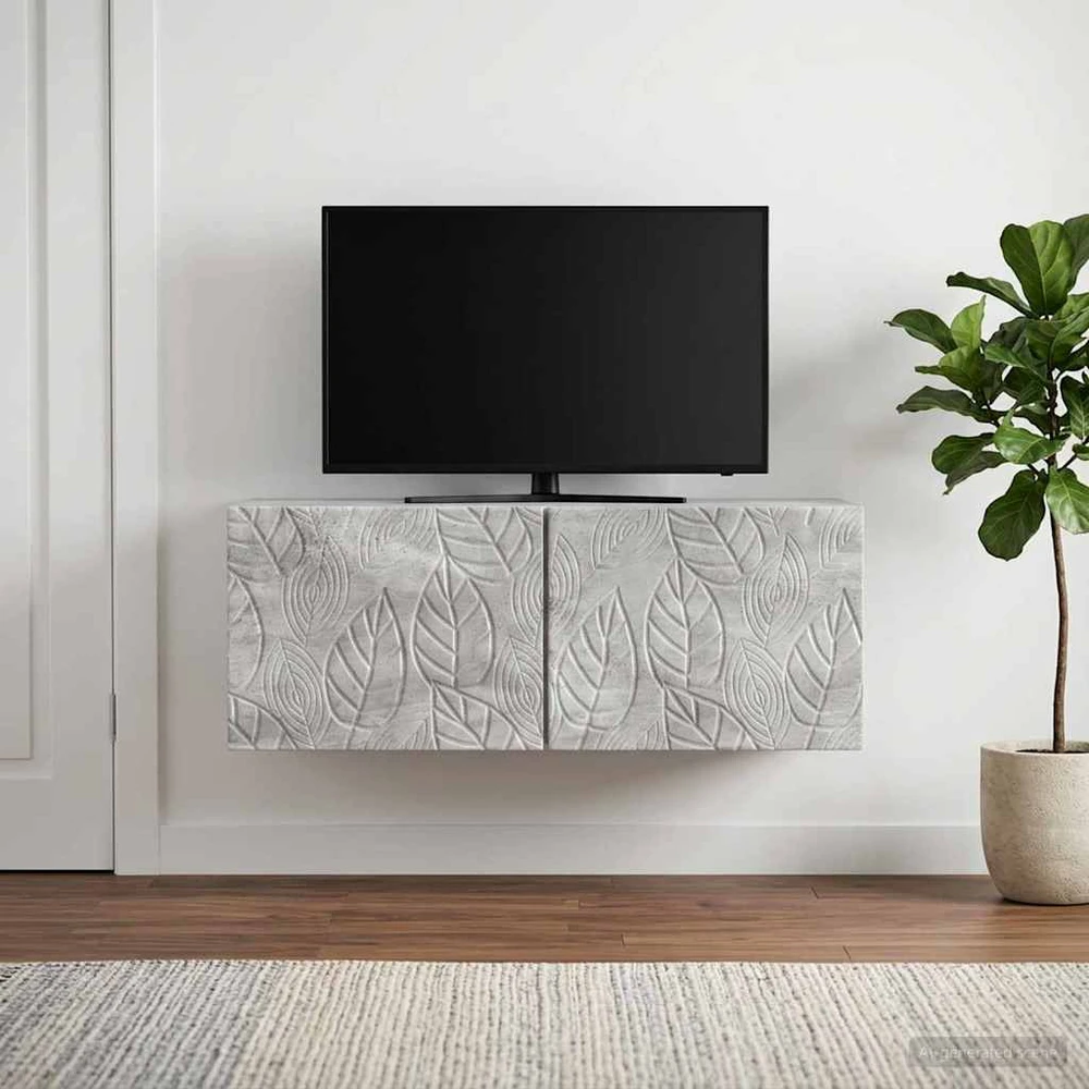 TV staliukas Sieninė TV spintelė 78,5 x 31 cm Betono pilka Apdirbta mediena