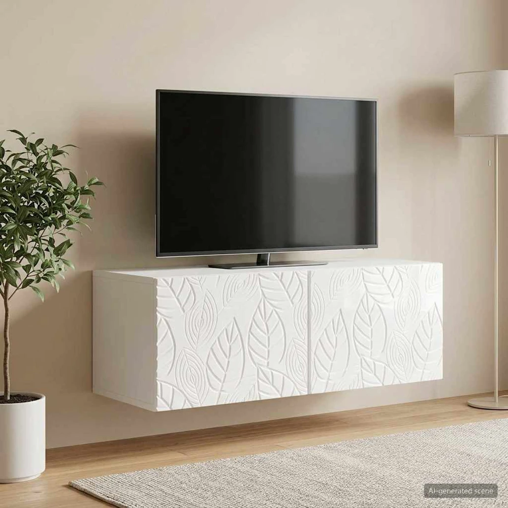 TV staliukas Sieninė TV spintelė 78,5 x 31 cm Itin blizgi balta