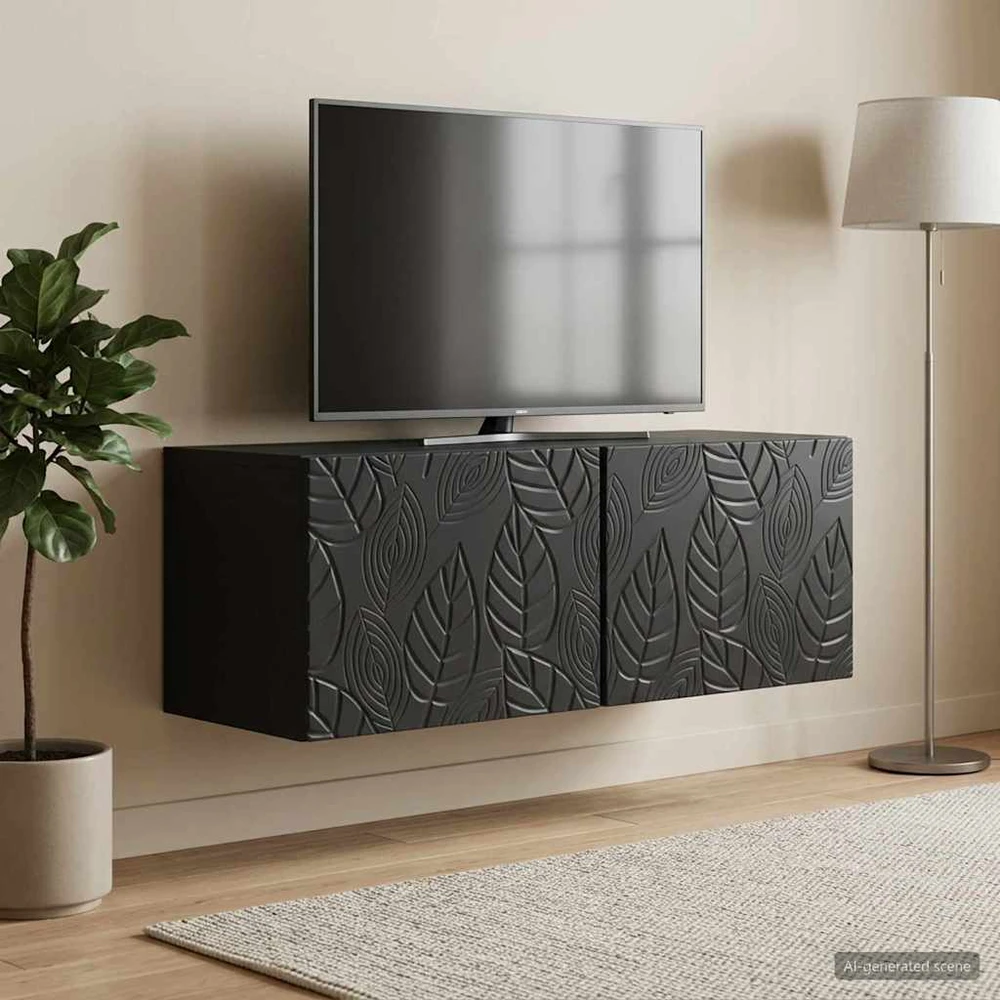 TV staliukas Sieninė TV spintelė 78,5 x 31 cm Juoda Apdirbta mediena