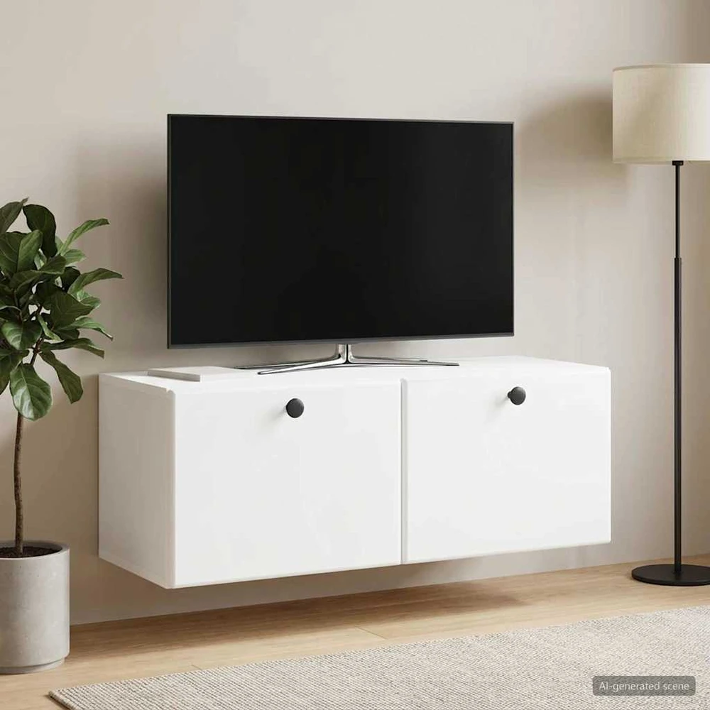TV staliukas Sieninė TV spintelė 78,5 x 31 x 30 cm Balta Apdirbta mediena