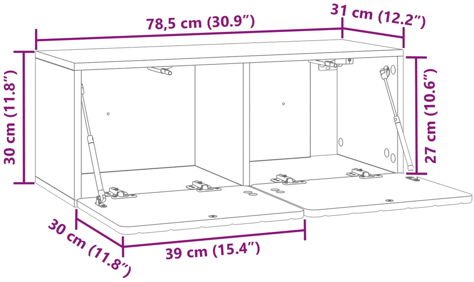 TV staliukas Sieninė TV spintelė 78,5 x 31 x 30 cm Balta Apdirbta mediena