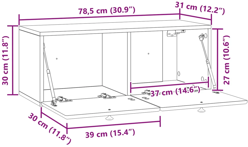 TV staliukas Sieninė TV spintelė 78,5 x 31 x 30 cm Balta Apdirbta mediena