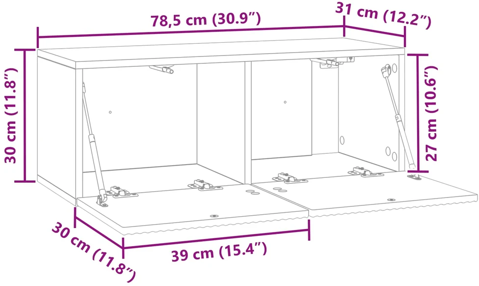 TV staliukas Sieninė TV spintelė 78,5 x 31 x 30 cm Betono pilka