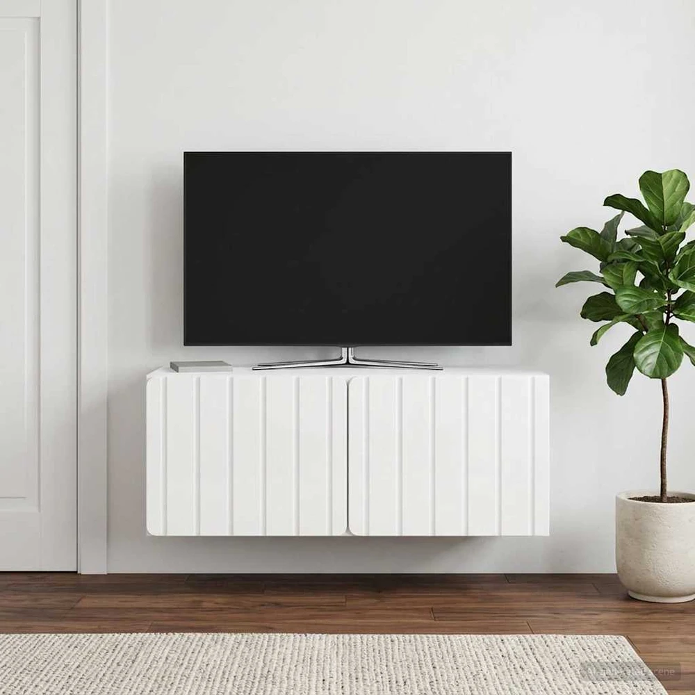 TV staliukas Sieninė TV spintelė 78,5 x 31 x 30 cm Itin blizgi balta