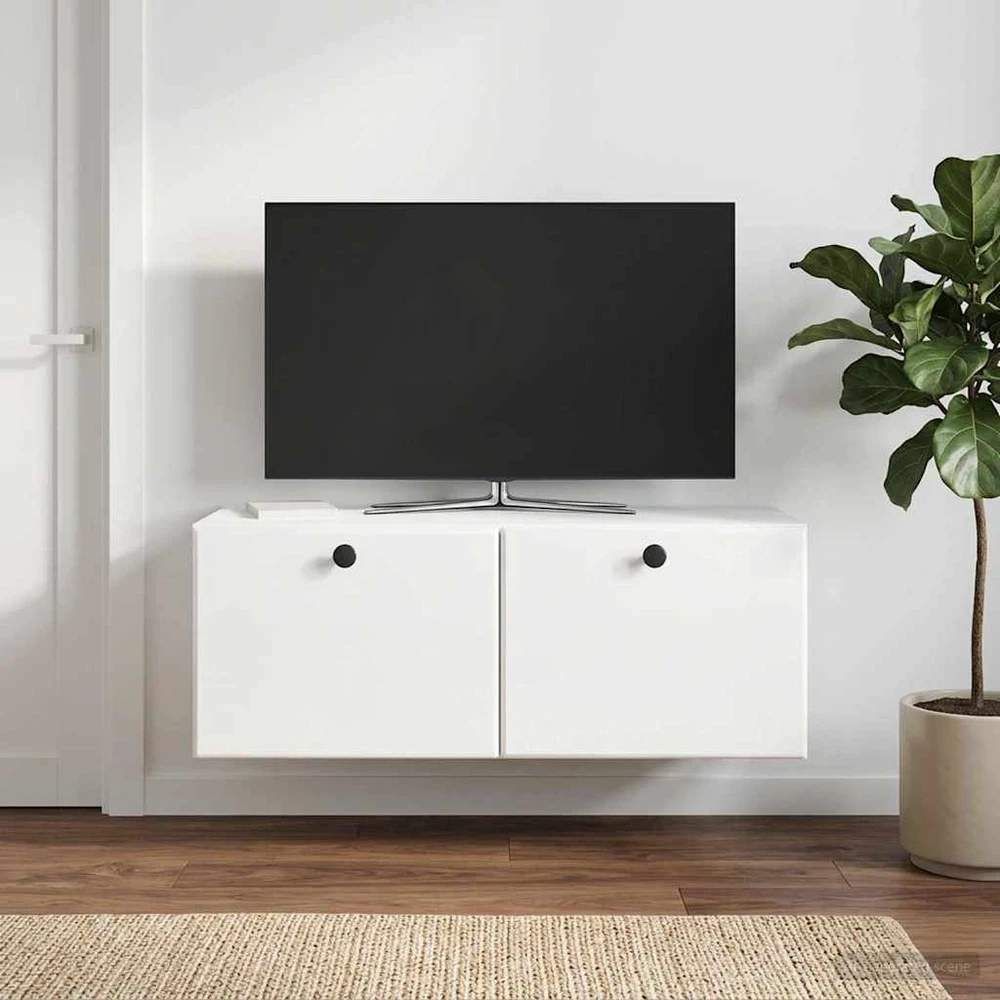 TV staliukas Sieninė TV spintelė 78,5 x 31 x 30 cm Itin blizgi balta
