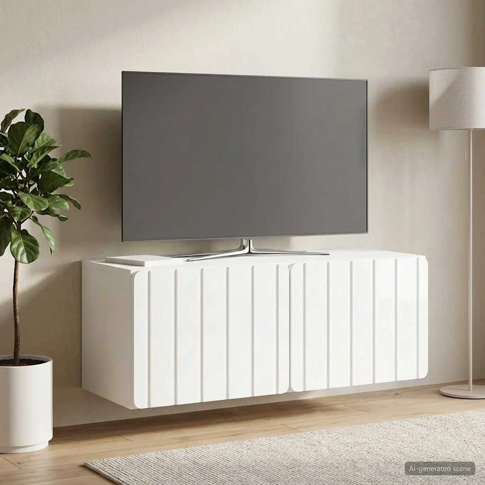 TV staliukas Sieninė TV spintelė 78,5 x 31 x 30 cm Itin blizgi balta