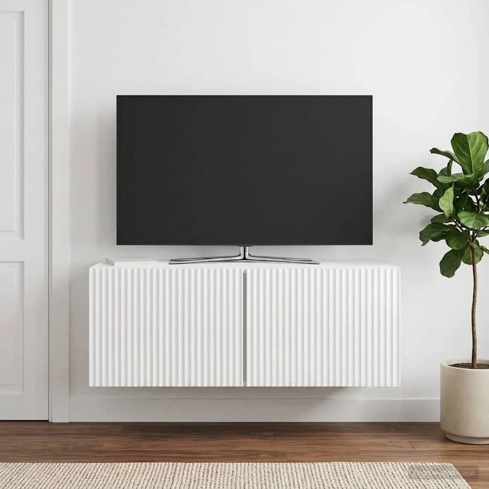 TV staliukas Sieninė TV spintelė 78,5 x 31 x 30 cm Itin blizgi balta