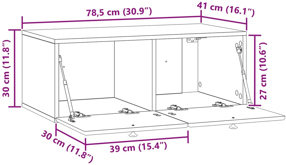 TV staliukas Sieninė TV spintelė 78,5 x 41 x 30 cm Balta Apdirbta mediena