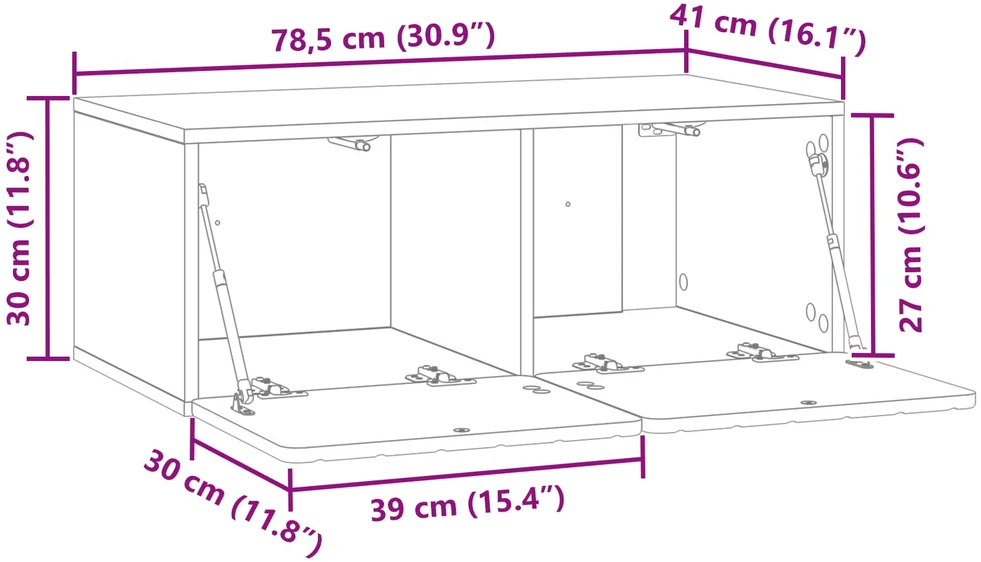 Sieninė TV spintelė 78,5 x 41 x 30 cm Itin blizgi balta