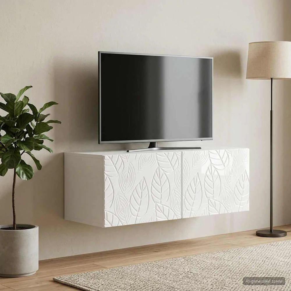 TV staliukas Sieninė TV spintelė 78,5 x 41 x 30 cm Itin blizgi balta